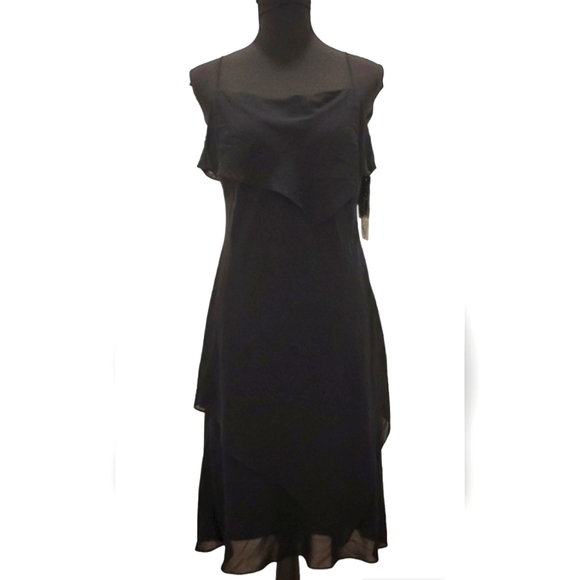 SL Fashions Sheer Layered Tier Spaghetti Strap Midi Dress - Picture 8 of 8